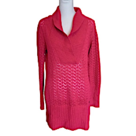 DKNY Jeans Sweaters - DKNY Jeans cranberry lacy tunic pullover sweater cotton blend size L